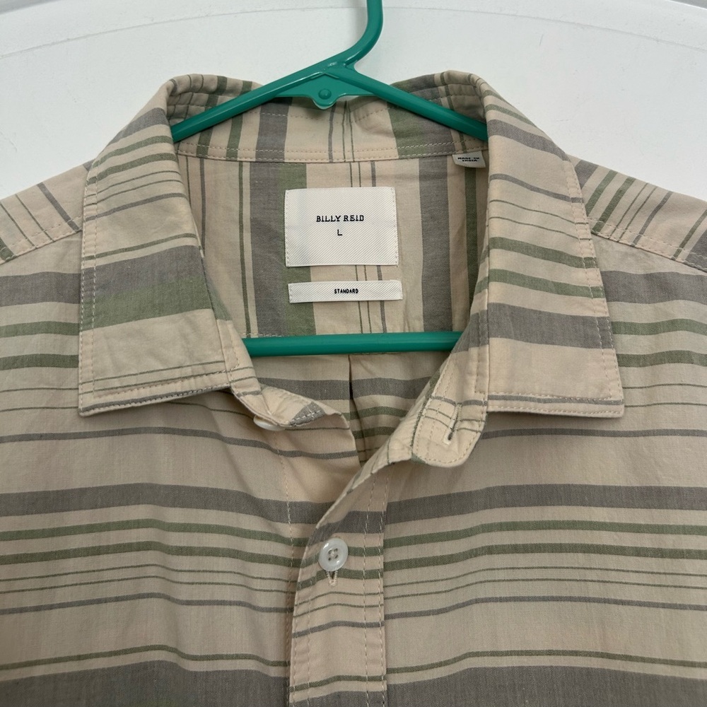 Billy Reid Treme 100% Cotton Button Up Short Sleeve Shirt Size L preppy classic - Picture 7 of 10